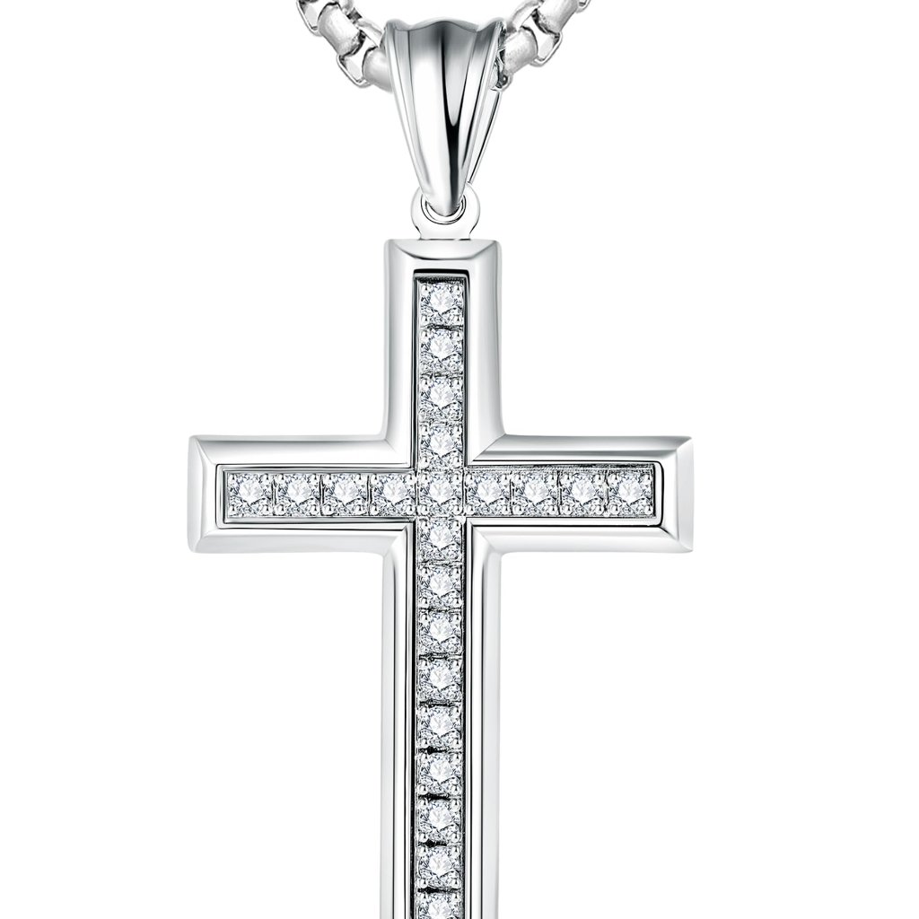 Stainless Steel Cross Necklace Minimal Classic Religious Fine Jewelry Gift